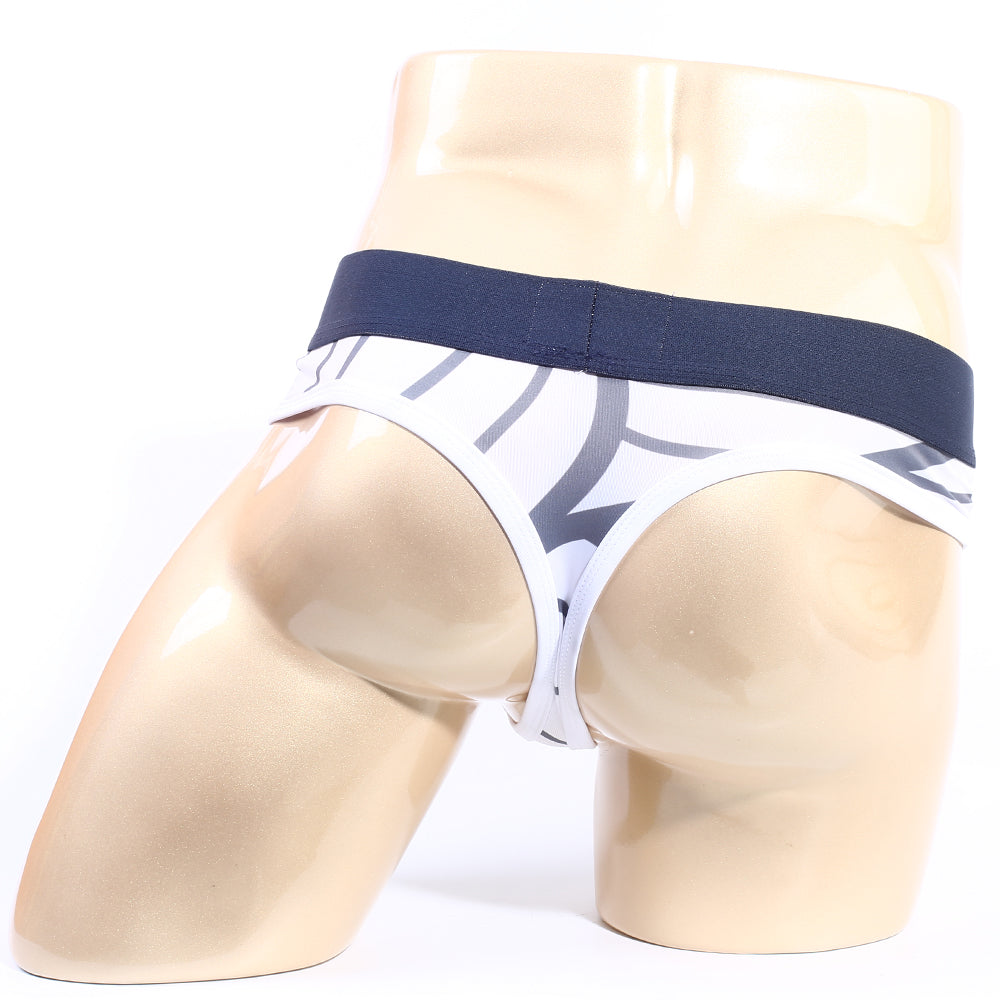 MetroMaleWear Web Thong 5012-40 white and navy blue patterned men’s briefs with sleek modern design