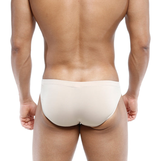 Beige metro male wear vasco hip briefs with a smooth form-fitting design for comfortable everyday wear