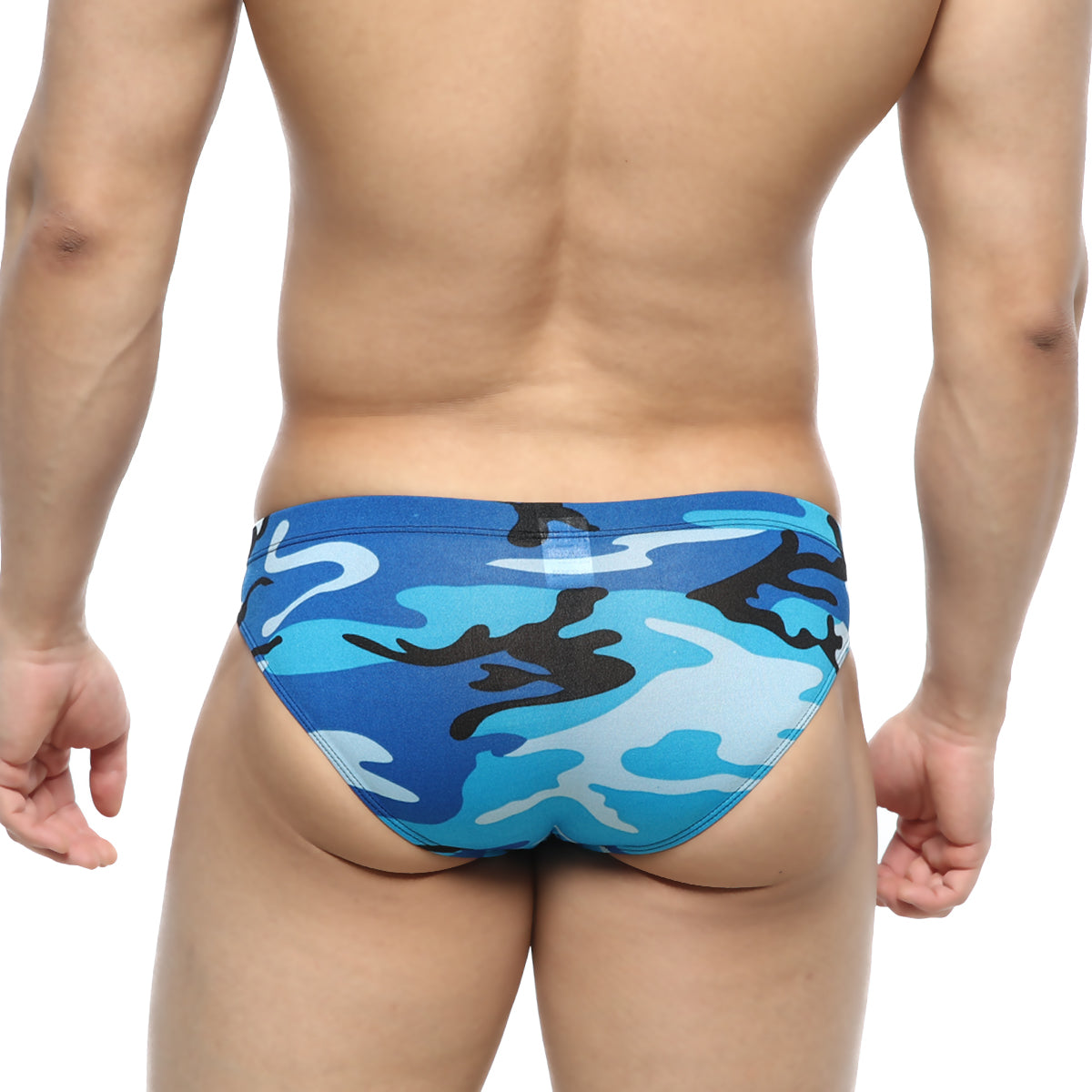 Metro malewear equipaje bikini 5103-83 blue and black camouflage patterned swim trunks for men