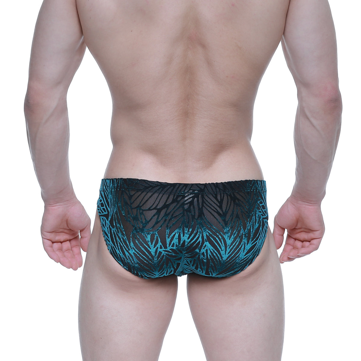Tealmale wear zafiro bikini 5103-m67 mesh swim trunks with teal and black leaf pattern for men