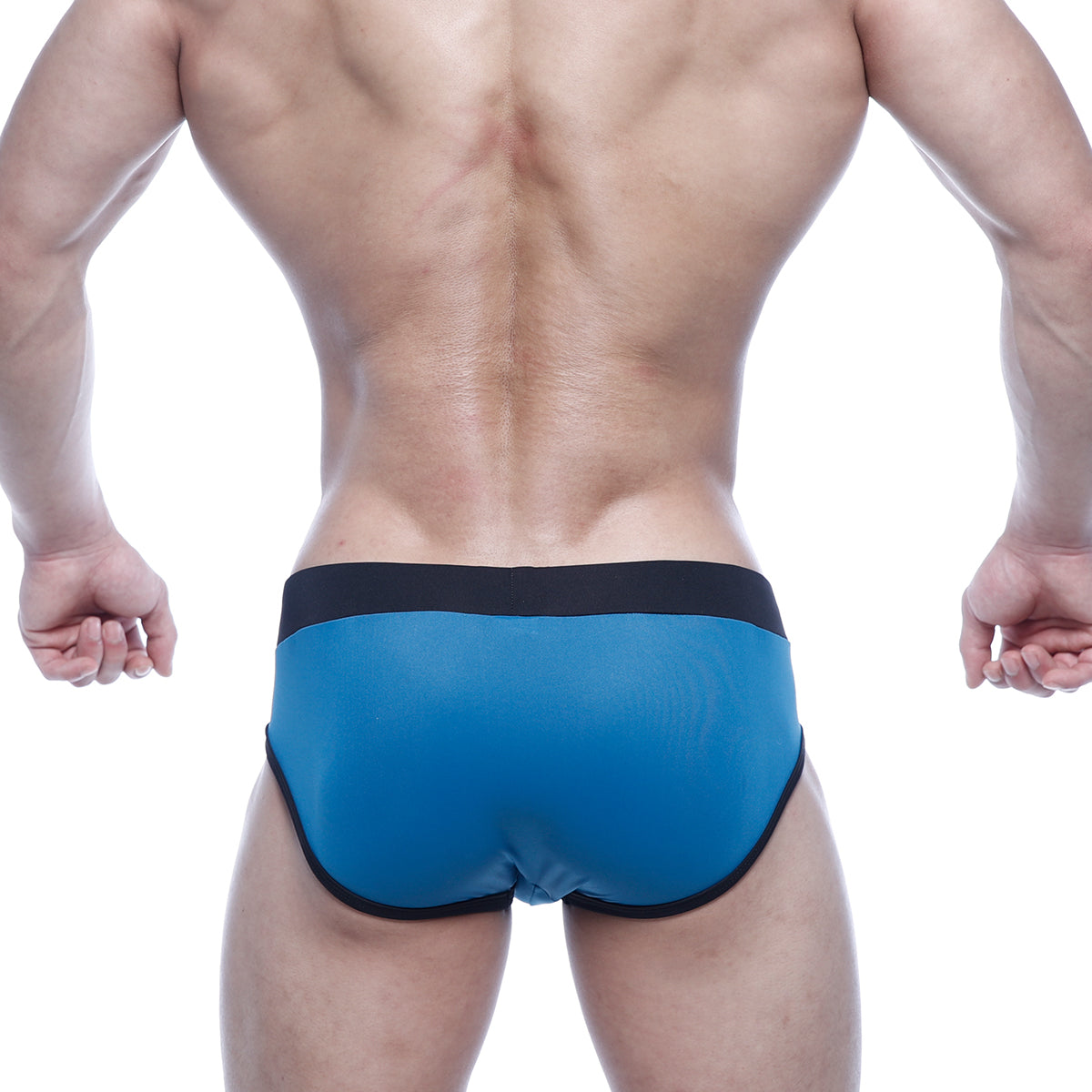 Blue athletic briefs with black trim by metromalewear sencillo brief petrol 5203-08 designed for comfort and support