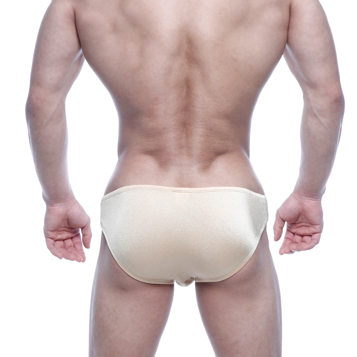 Beige satin briefs metro male wear eureka bikini gold 5223-21 with smooth glossy finish and snug fit