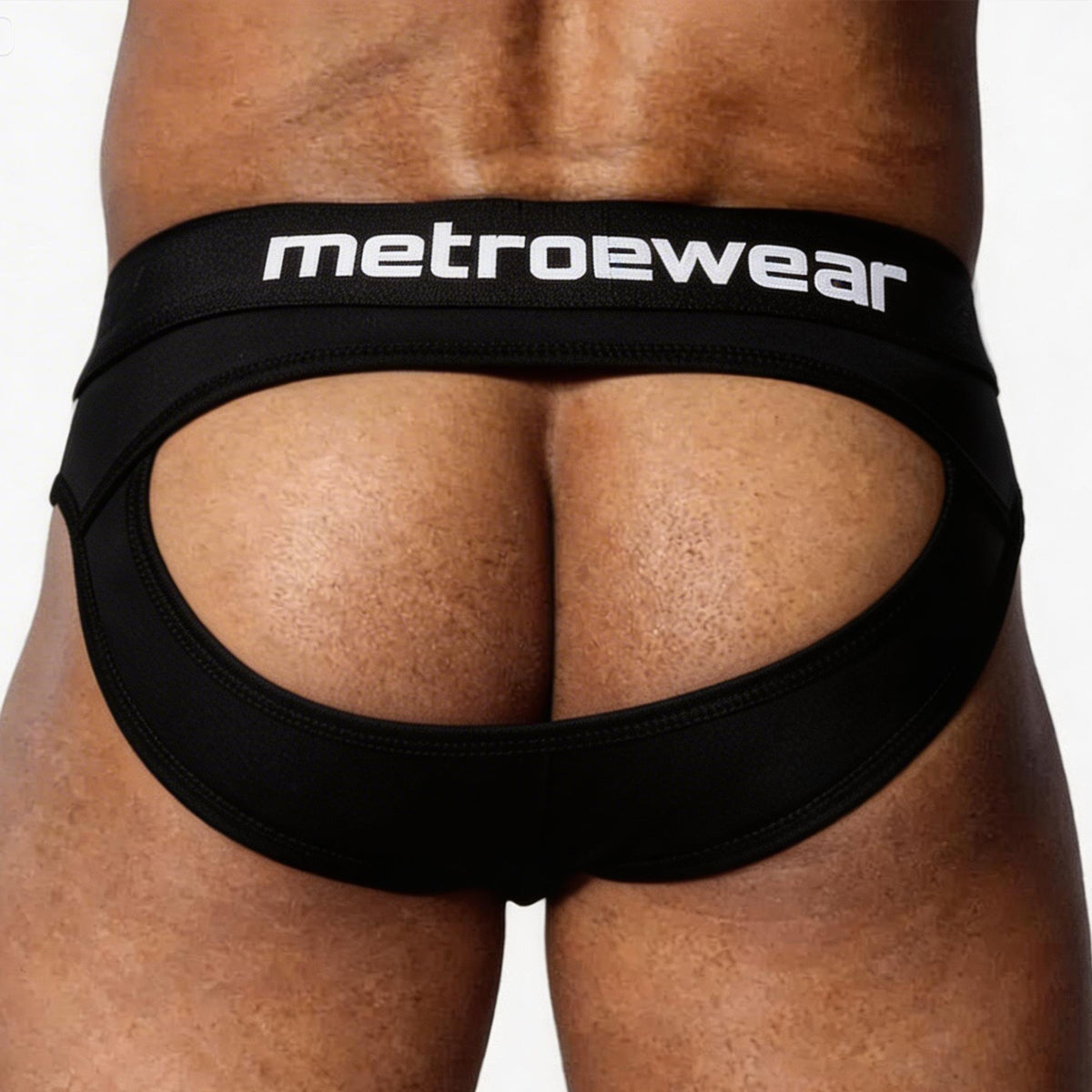 Black MetroMaleWear Drake Jock Brief Noir 5666-20 with wide waistband and cutout design in breathable fabric