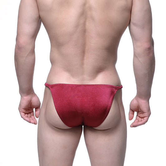 MetroMaleWear romantic bikini burgundy 6008-29 red metallic fabric briefs with a sleek shiny finish