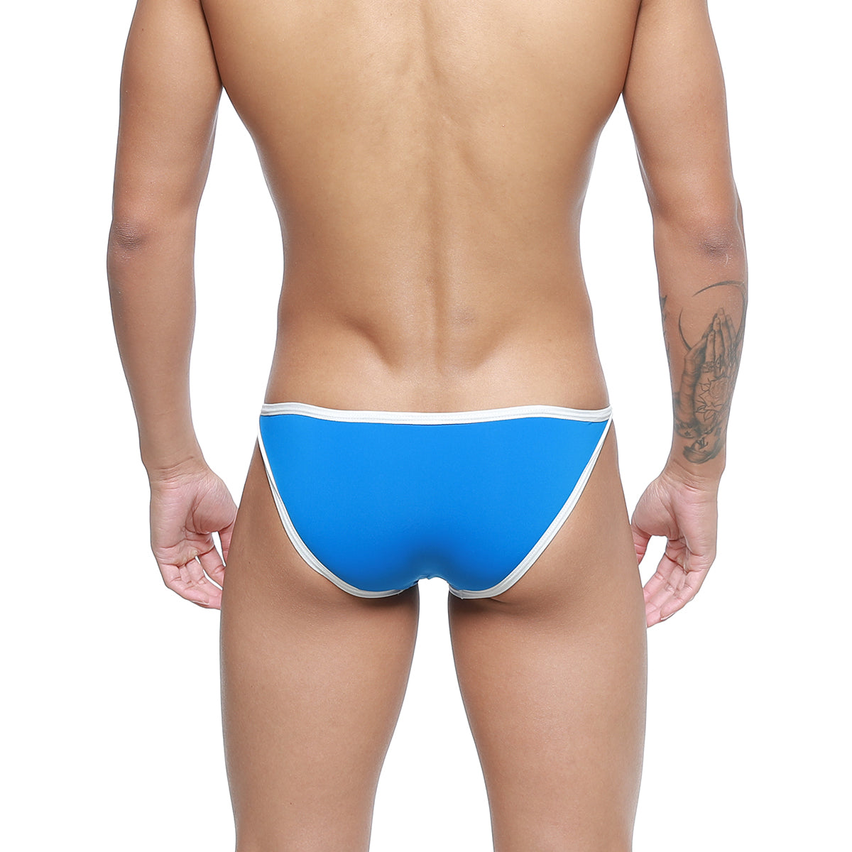 Metro malewear freedom bikini briefs in bright royal blue with white trim designed for comfort and style