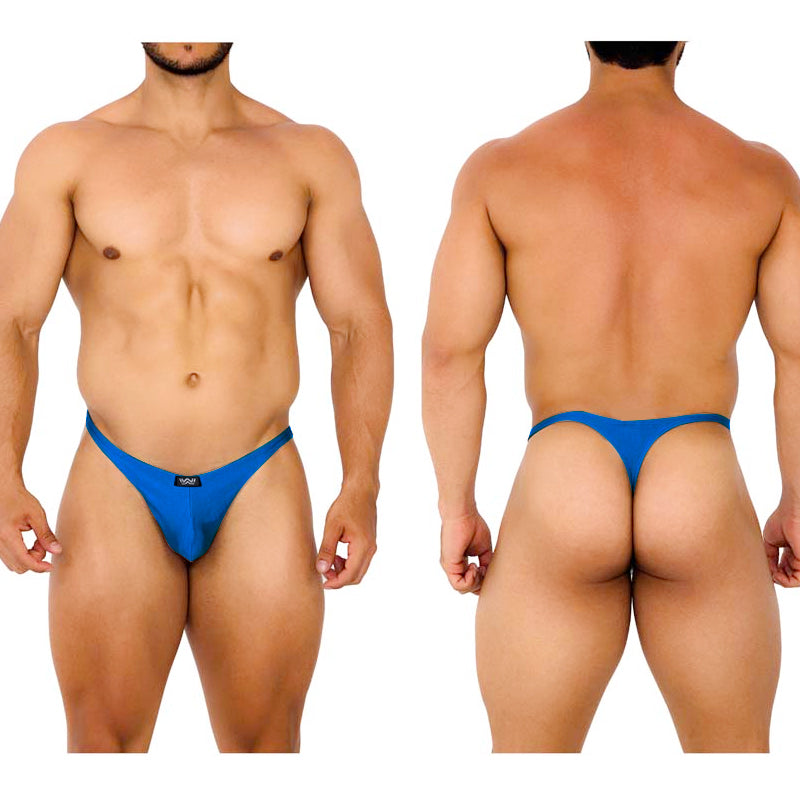 Metro malewear fantasy thong royal blue sleek form-fitting blue thong with small black logo on front