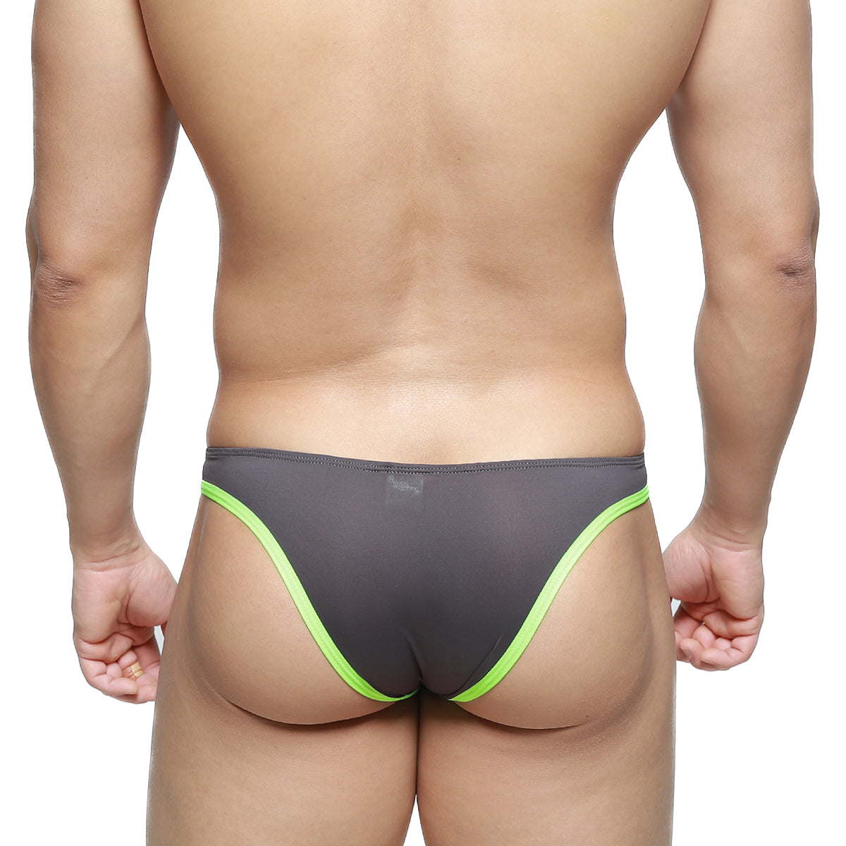 MetroMaleWear top bikini gray mesh briefs with neon green trim for a stylish and breathable fit