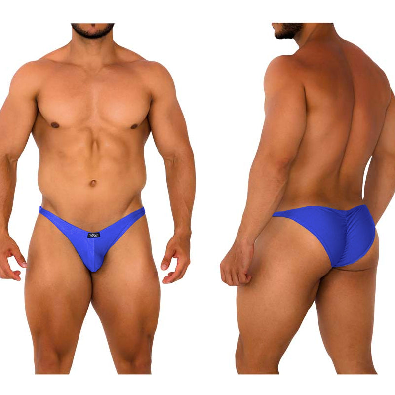 MetroMaleWear fantasy bikini royal blue men’s briefs with vibrant blue color sleek form-fitting design and small black logo