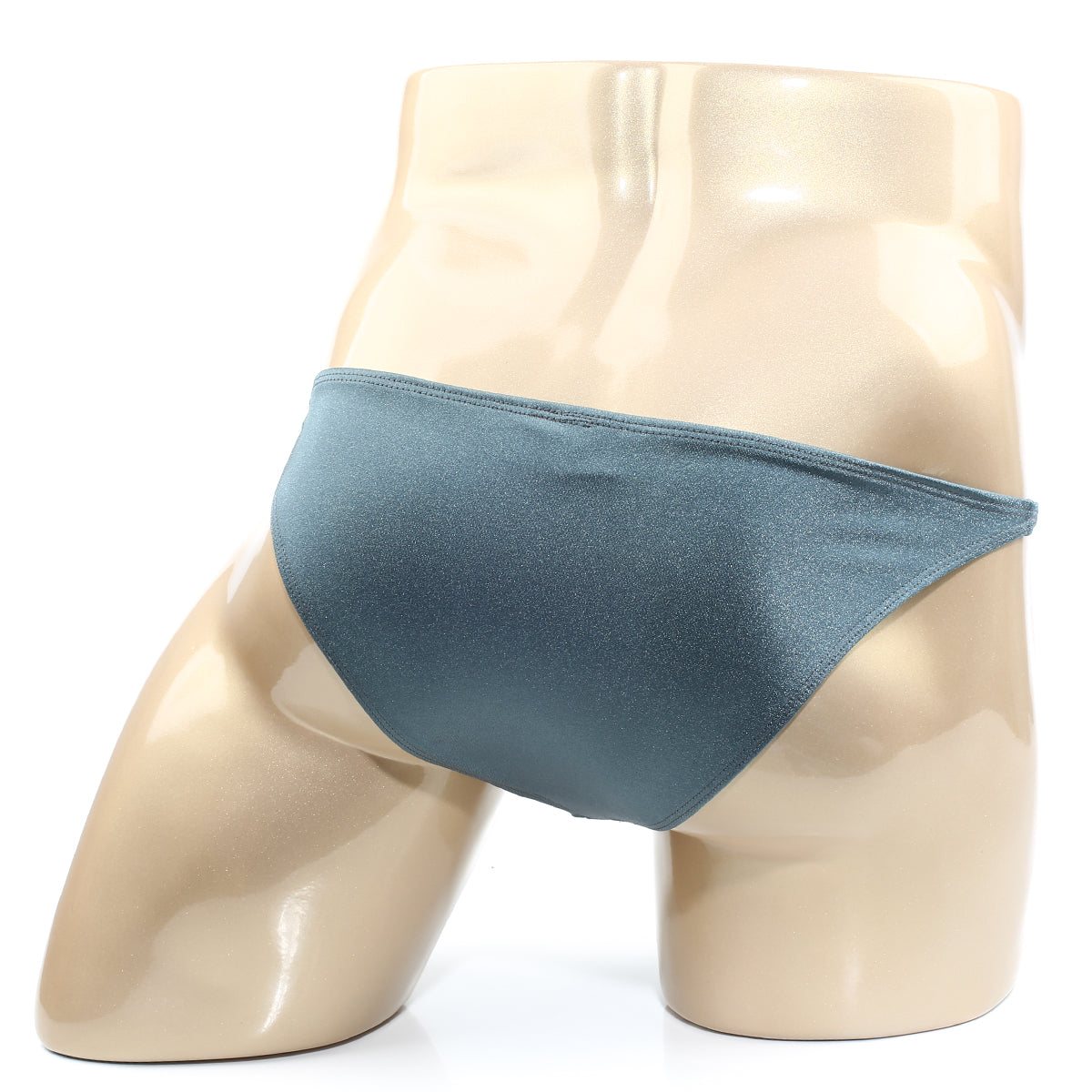 MetroMaleWear Trozo bikini green 6126-07 sleek slate blue satin brief with smooth glossy finish and clean stitching