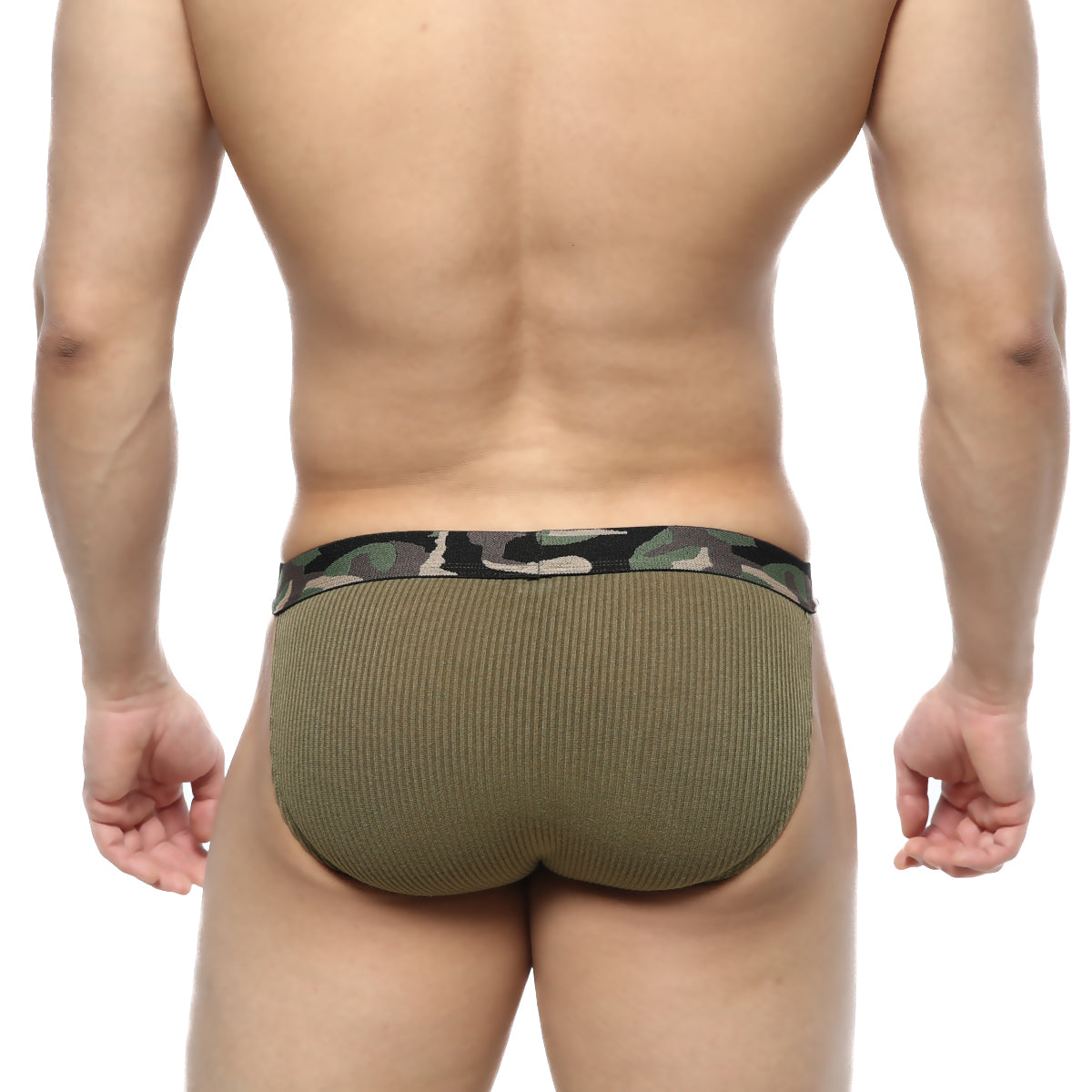 Metro male wear felix bikini green 7004-26 olive green ribbed men’s underwear with camouflage pattern waistband