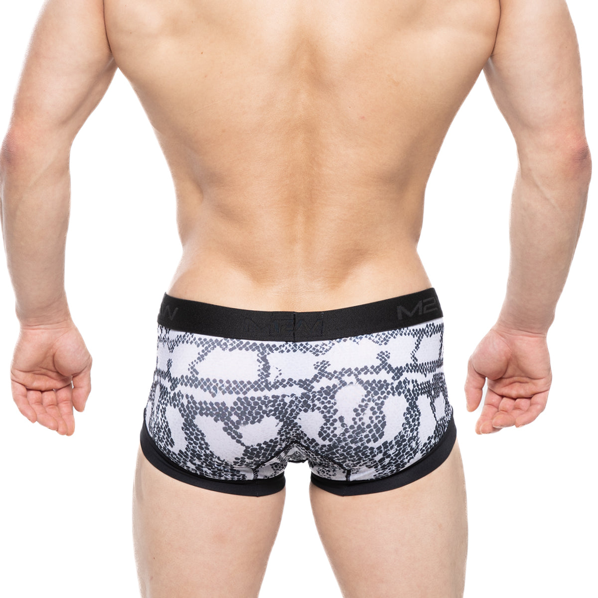 Black and white snake scale patterned metro male wear nano trunk cobra 7016 62 men’s briefs with black m2 waistband