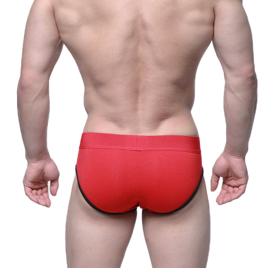 Red briefs with black trim metroMalewear triple x hip brief 8003-12 comfortable stylish men’s underwear