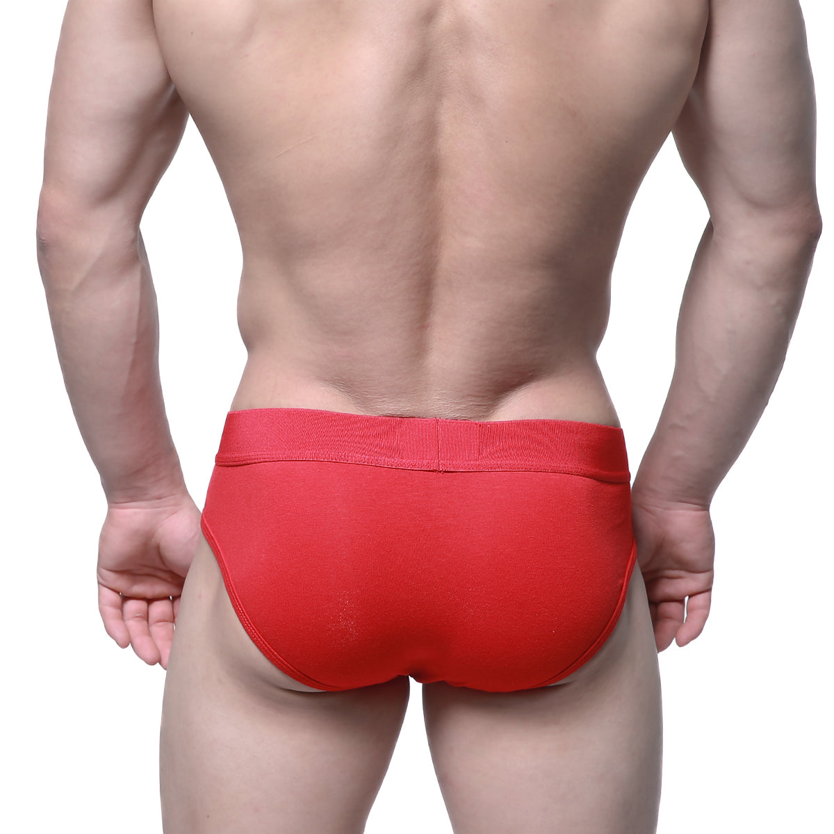 Red athletic briefs metroMalewear pull down hip brief with snug elastic waistband in vibrant red color