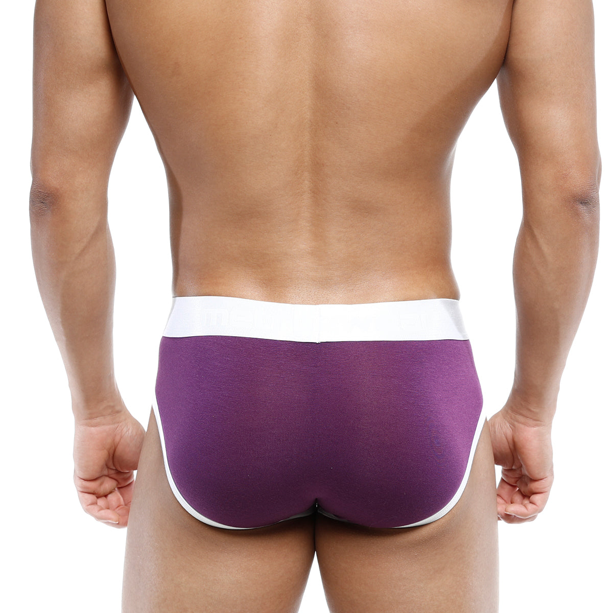MetroMaleWear 365 hip brief bordeaux purple with white waistband and trim for comfortable everyday wear