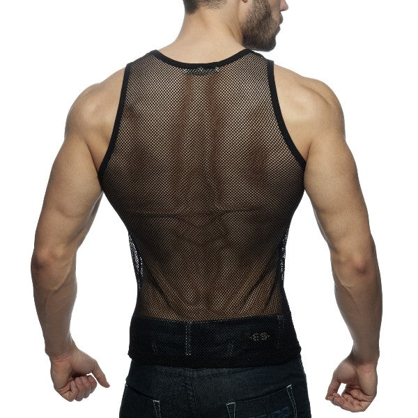 Black mesh tank top addicted mesh tank with fitted form-fitting design and breathable material for stylish layering