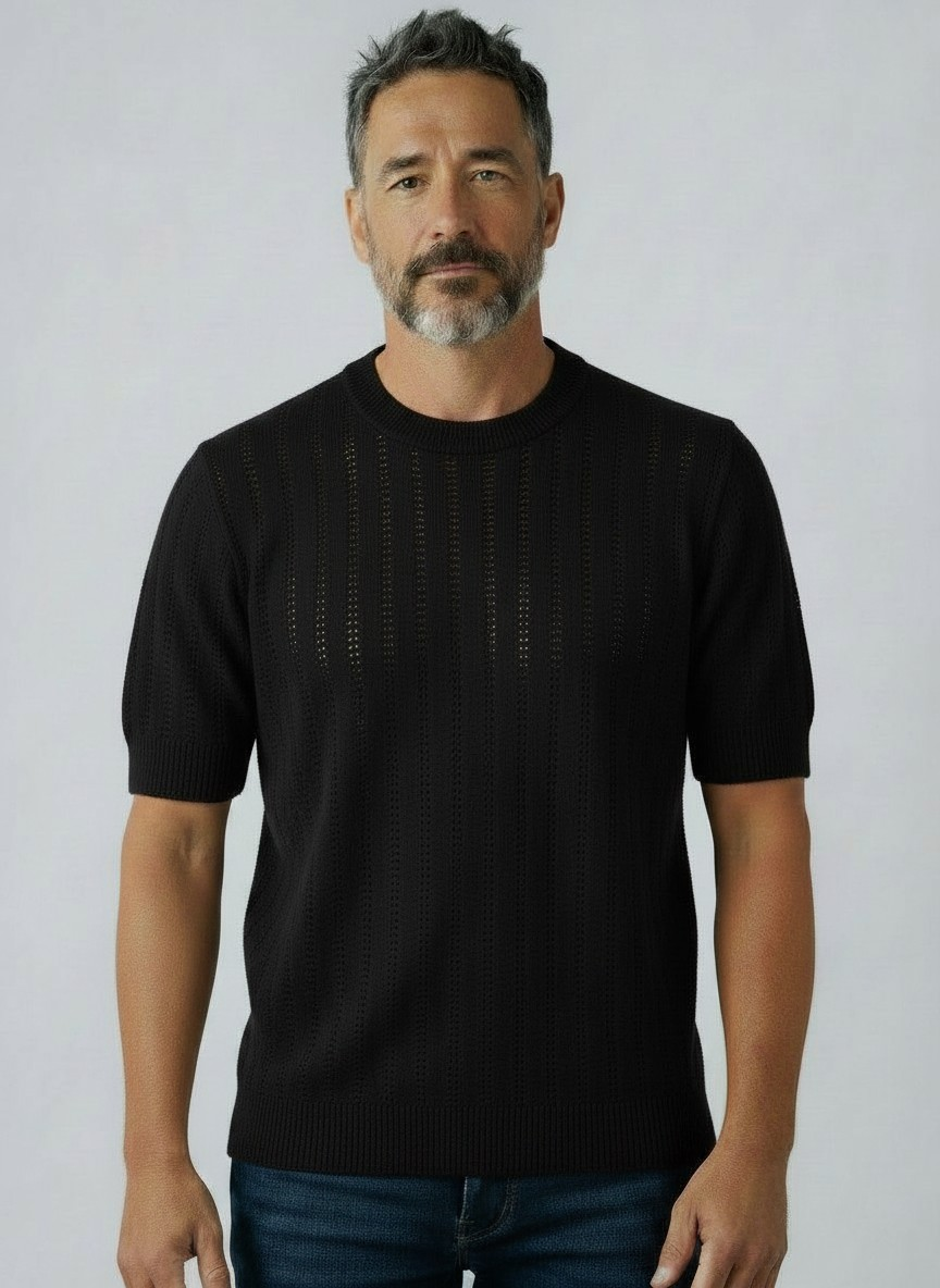 Smash Shirts Herren Smash Strukturierter Grobstrick-Rundhalsshirt