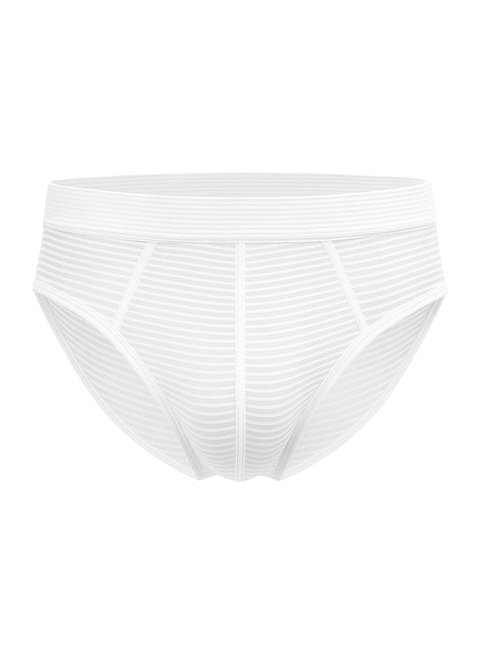 ActiveStripe cotton briefs in white with white stripes feature a smooth elastic waistband and subtle vertical ribbing