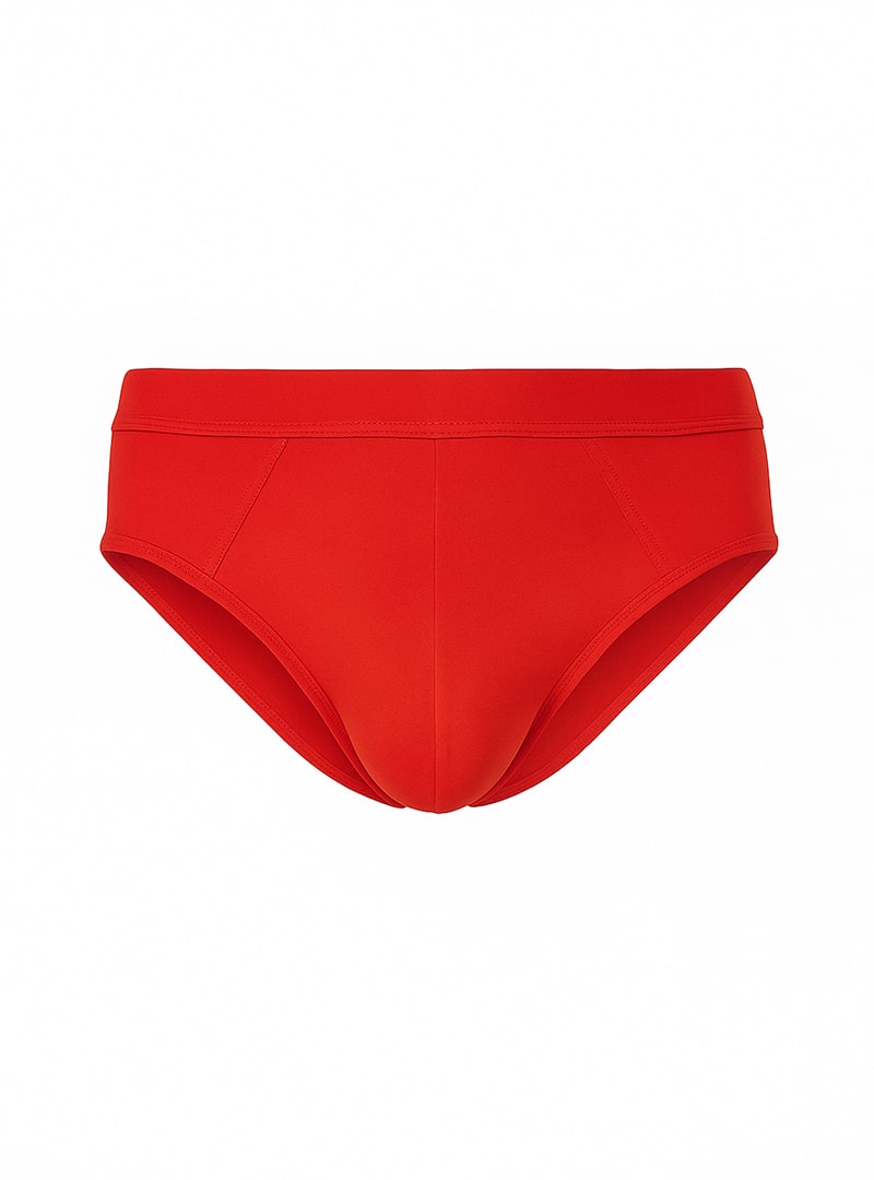 Bright red cotton swim trunks with smooth seamless design from assorted cotton brief 4 pieces pack