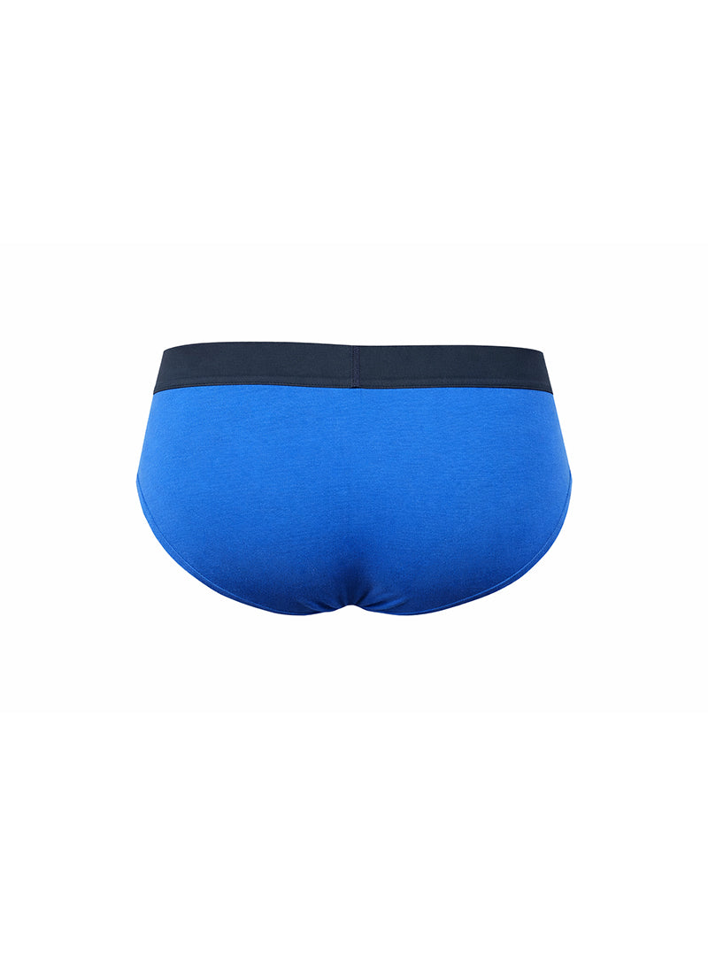 Bright blue basix comfort contrast briefs with a black waistband designed for all-day comfort and support