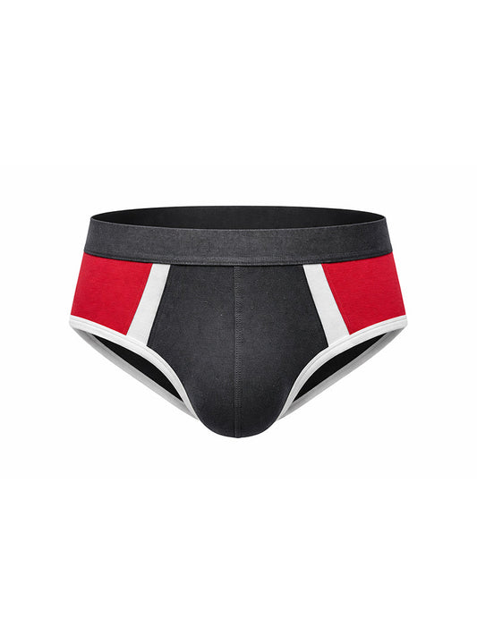 Basix comfort one brief black with bold red and white geometric side panels designed for everyday comfort
