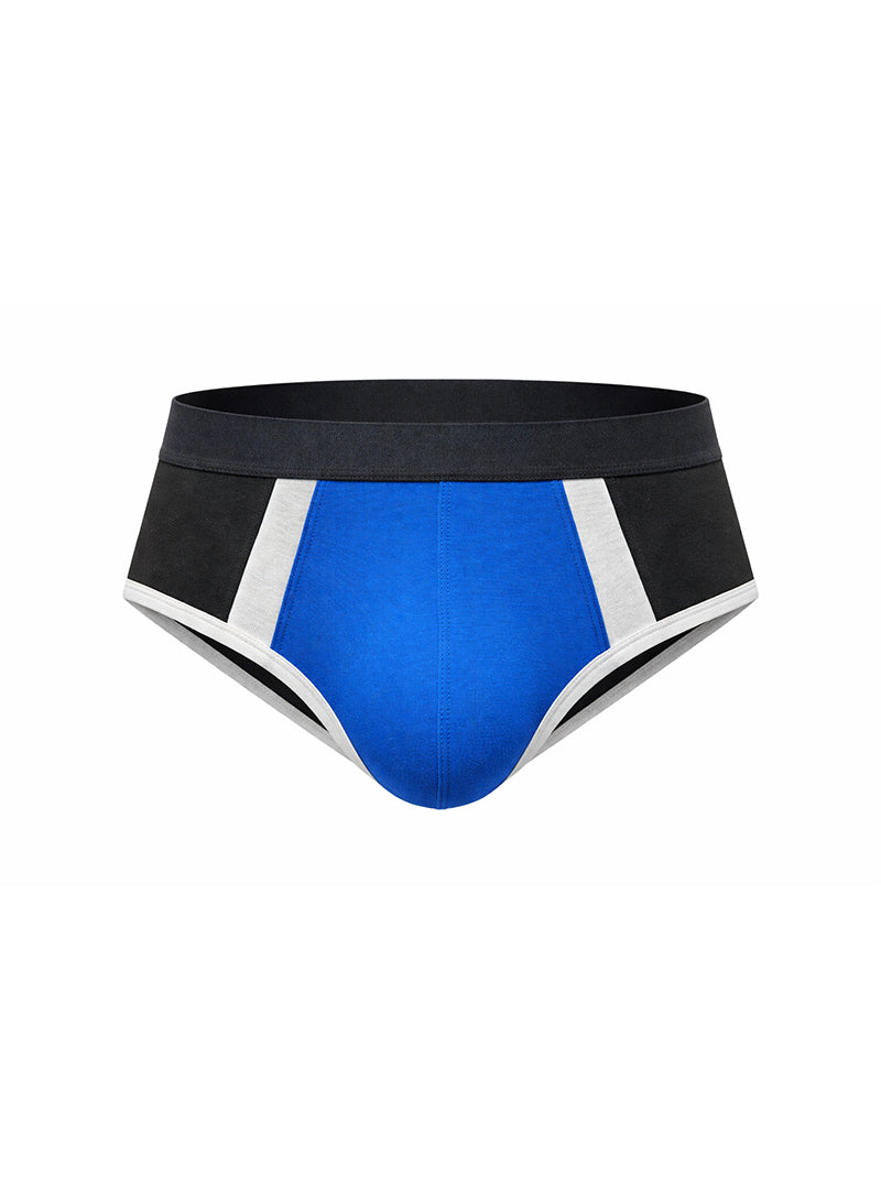 Blue and black basix comfort one brief athletic briefs with white trim for comfortable active wear