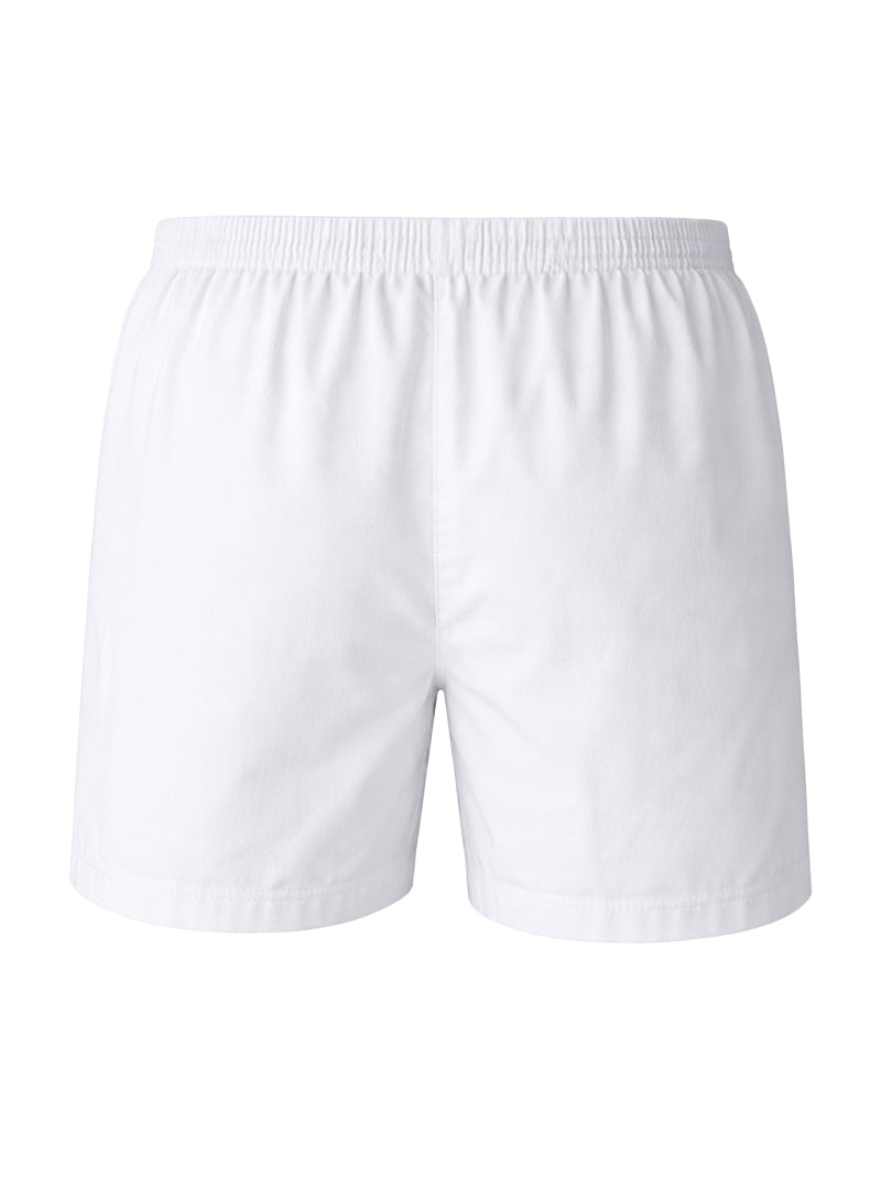 White cotton big man’s woven boxer shorts with elastic waistband made from broadcloth fabric 2-pack