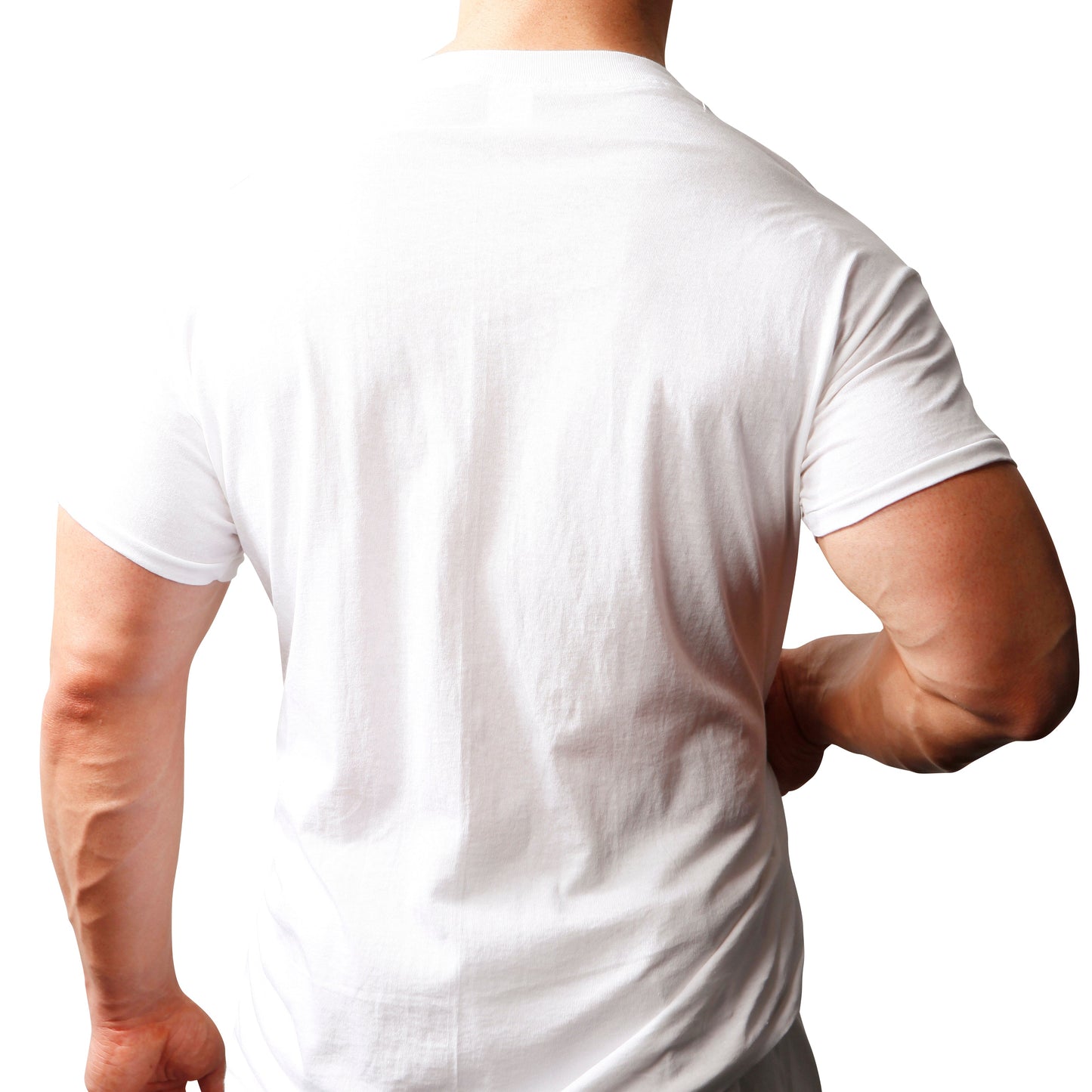 White cotton t-shirt with a classic crew neck and short sleeves from big and tall mans v-neck 2-pack collection