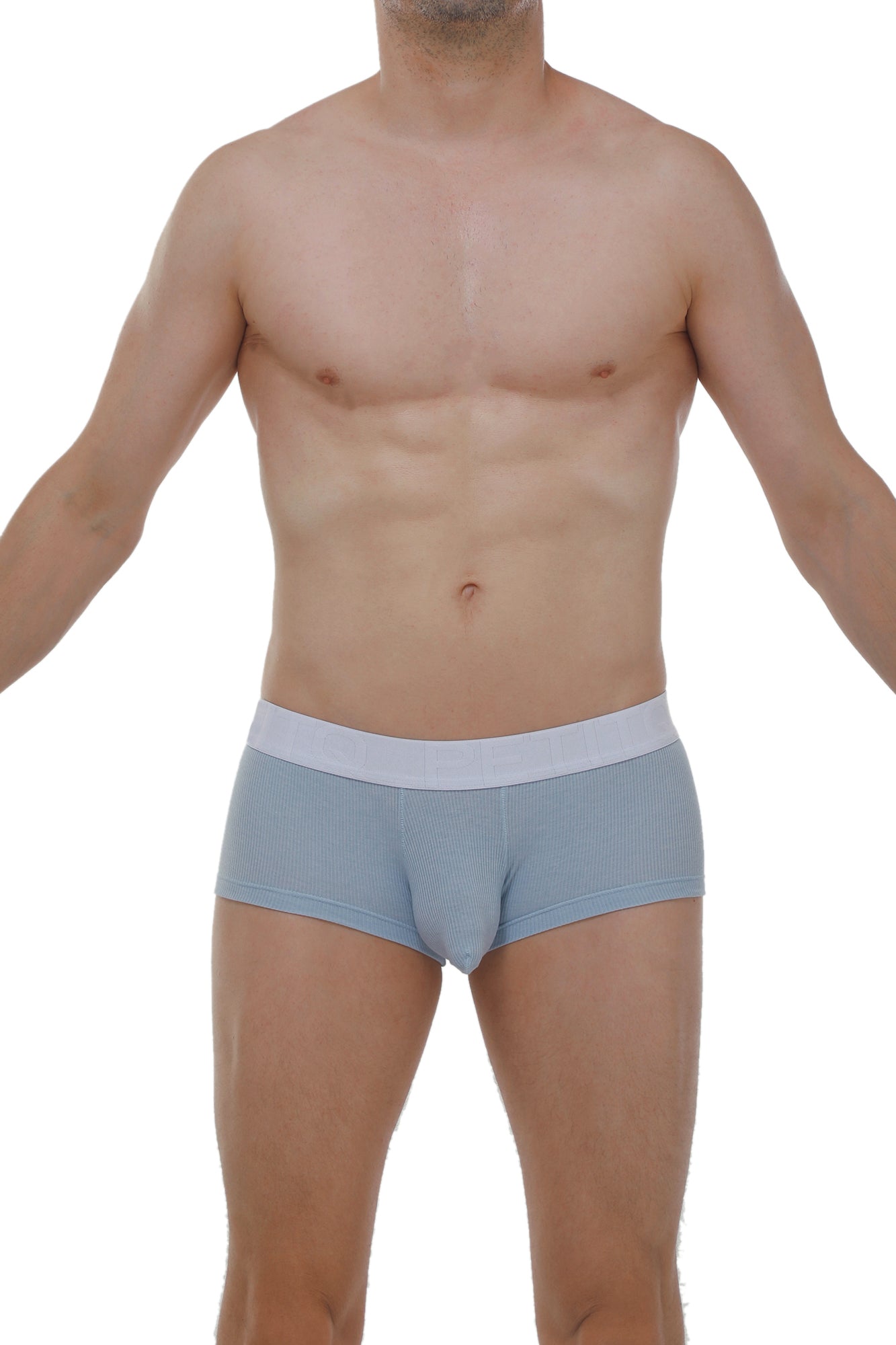 Light blue ribbed men’s briefs with a contrasting white waistband from boxer chillax rib blue collection