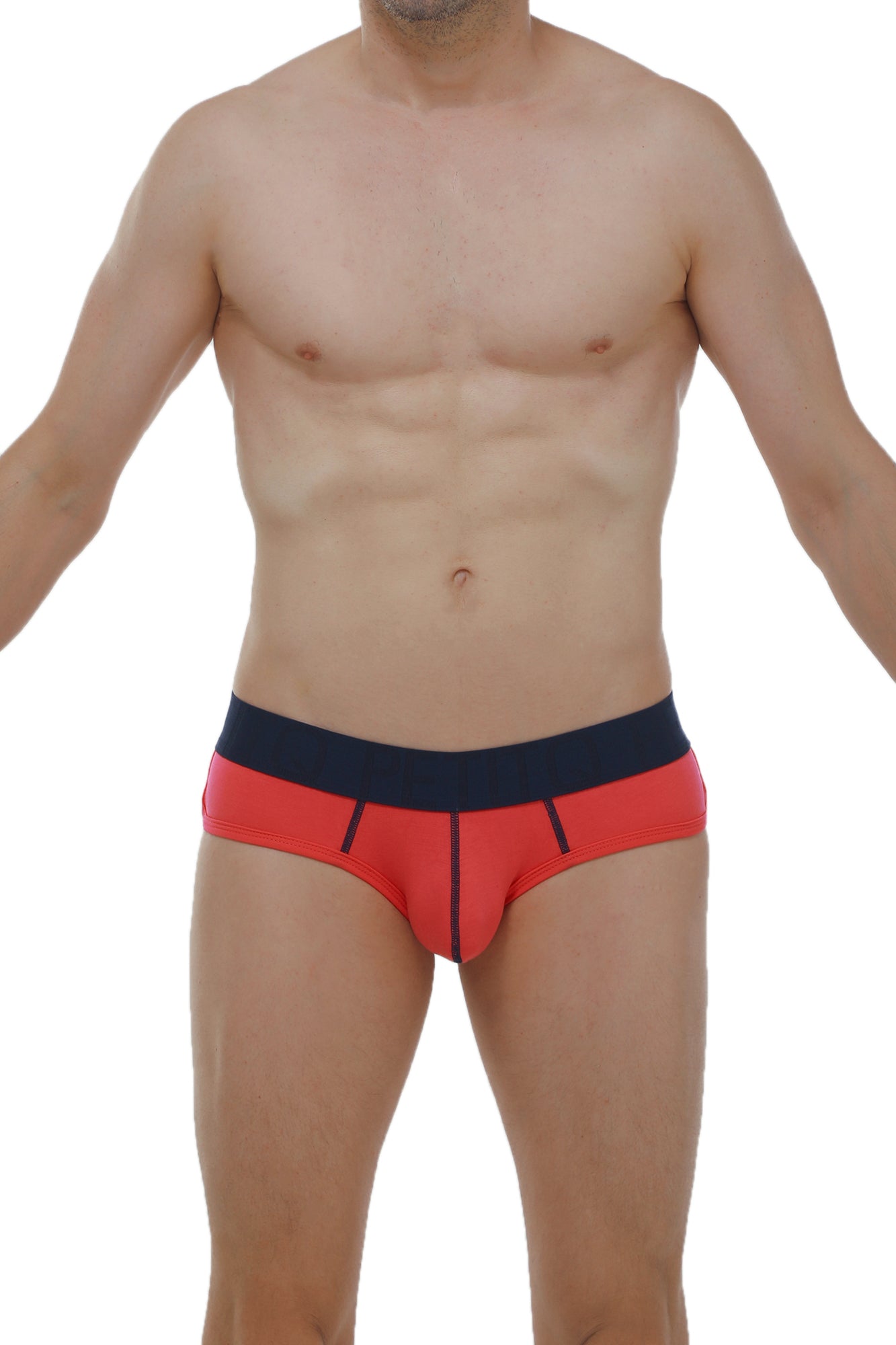 Brief retro modal fuchsia red and navy blue briefs with sleek modern design made from soft modal fabric
