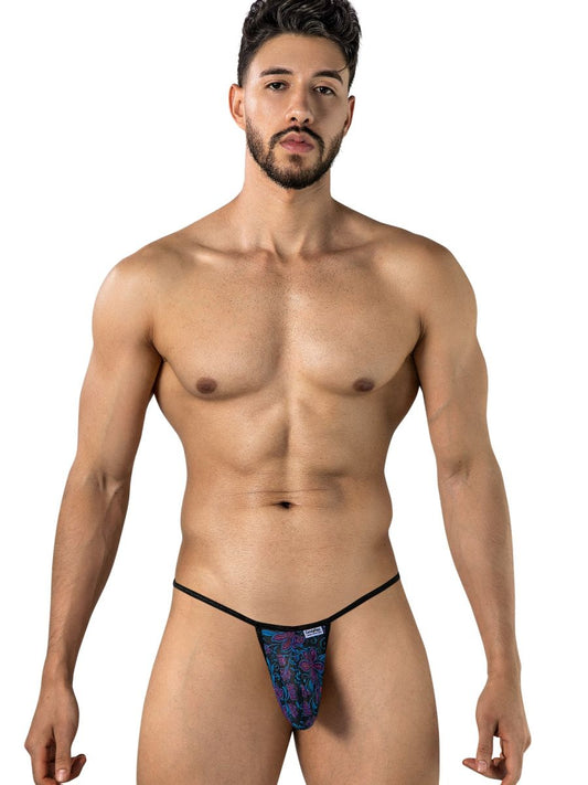 CandyMan 95004 Men's Underwear Stylish Mesh Thongs Color Printed Blue
