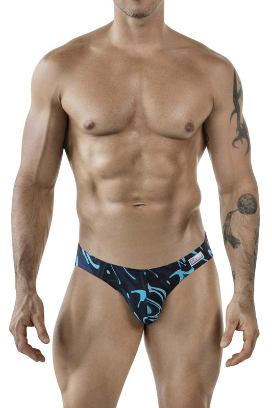 Clever 1861 grosh bikini color dark blue men’s briefs with blue and black pattern and sleek modern design