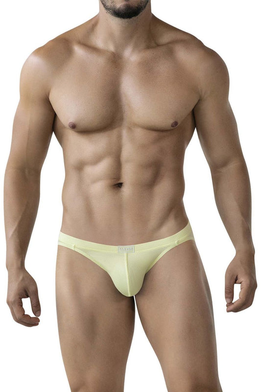 Clever 2014 reto briefs light yellow mesh textured men’s brief with sleek form fitting design