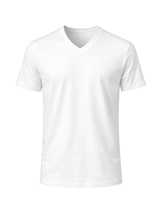 White v neck cotton t-shirt with short sleeves made of soft breathable cotton for casual wear