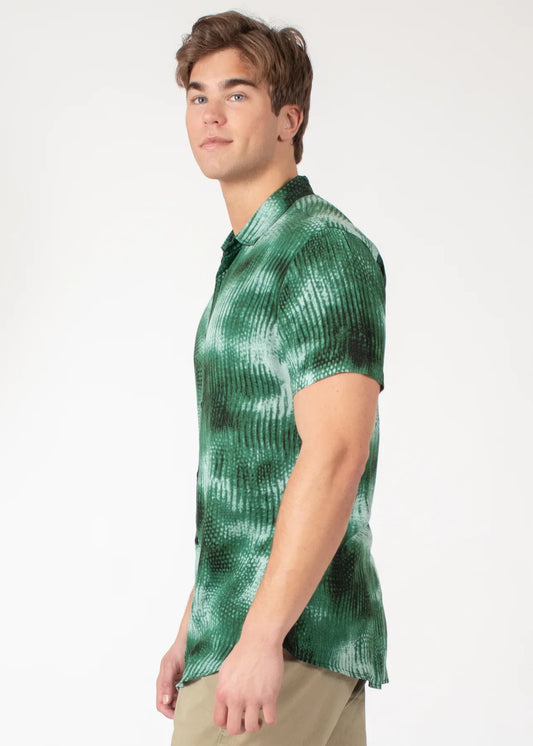 Diffuse abstract s s shirt green tie-dye short-sleeved polo shirt with ribbed texture and breathable fabric