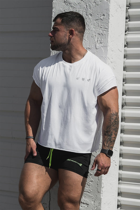 Jed North Men's Oversized Raw-Cut Cropped Tee - White