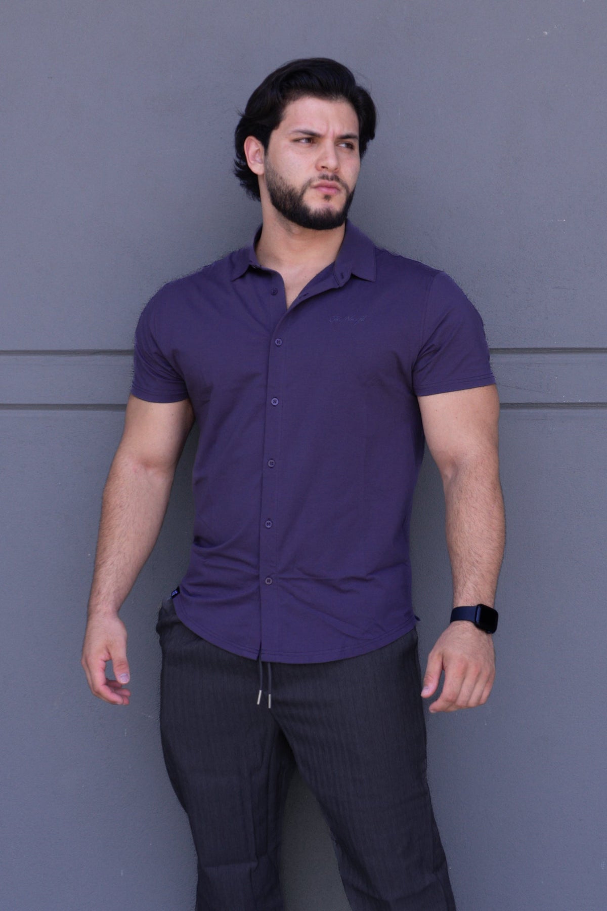 Jed North Men's Muscle-Fit Stretch Short Sleeve Shirt - Navy Blue