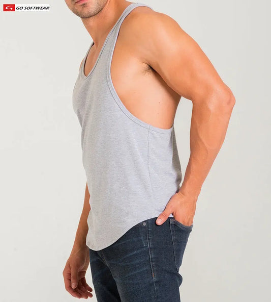 Débardeur de musculation à dos nageur pour homme California Bliss 4945 de Go Softwear - Gris chiné