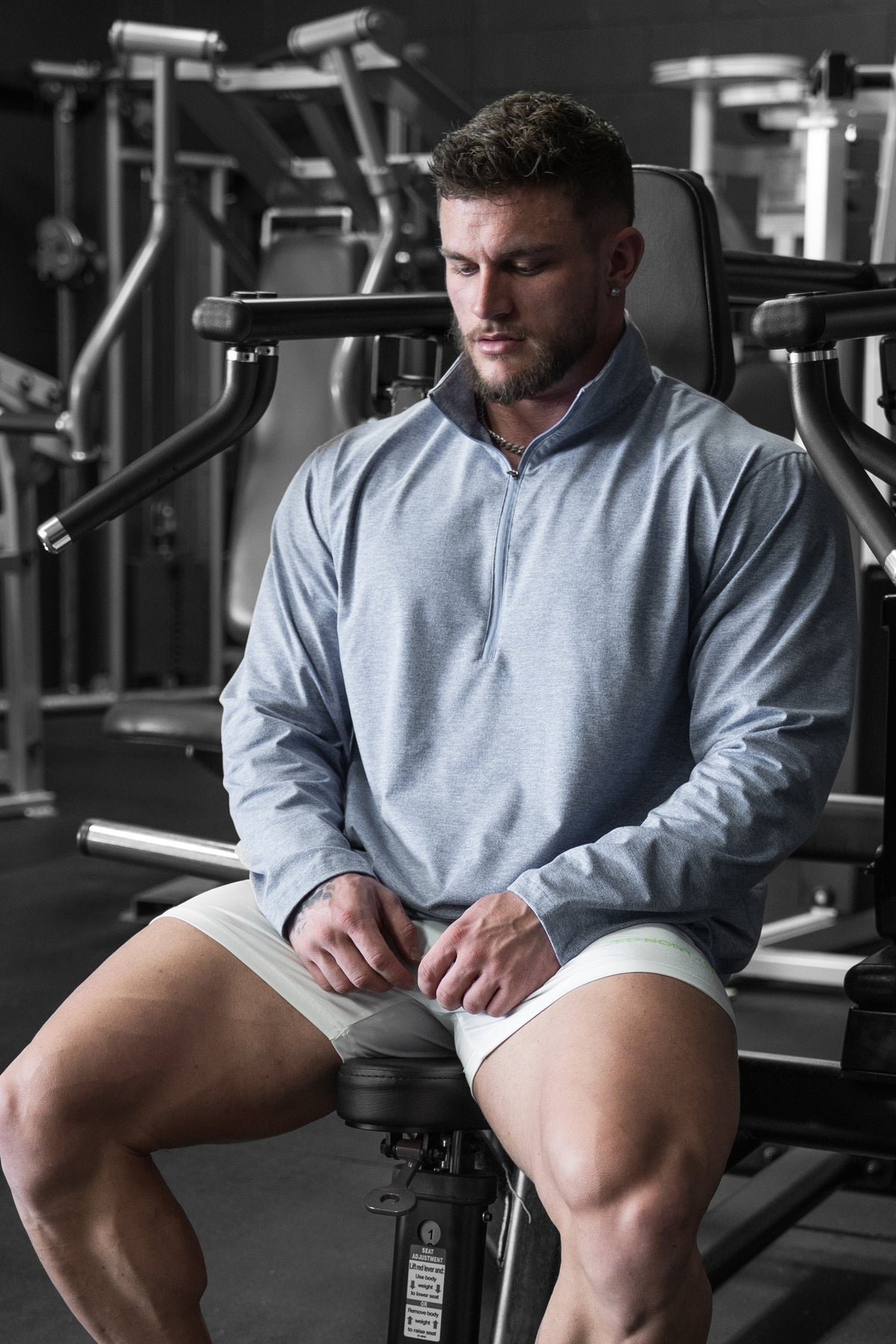 Jed North Men's Quarter-Zip Training Long Sleeve - Heather Blue