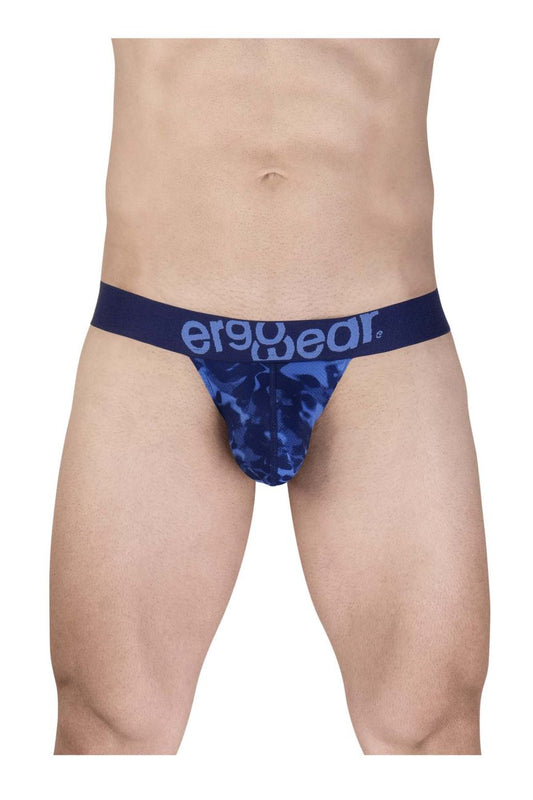 Blue camouflage men’s briefs with navy ergo wear waistband designed for comfort and style in ew1719 max se camo bikini