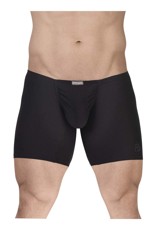 Ergo wear ew1729 feel gr8 black cotton boxer briefs with contoured pouch and subtle logo on waistband