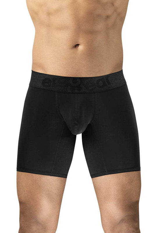Black erogwear ew1749 max bold boxer briefs with contoured pouch and erotic branded elastic waistband