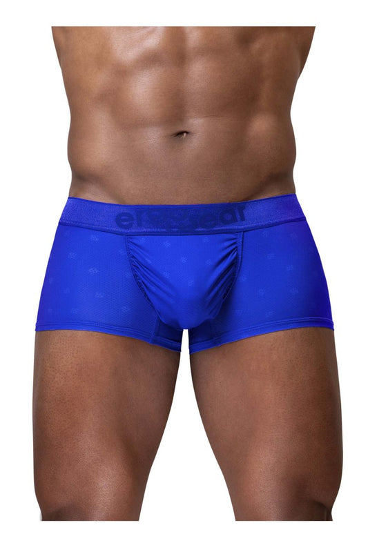 Bright blue ergo wear ew1756 feel se men’s boxer briefs with subtle pattern and erect waistband logo