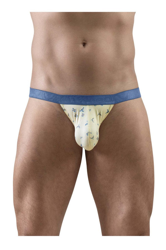 Yellow briefs with blue waistband and small bird patterns ergo wear ew1769 slk se bikini color vanilla birds