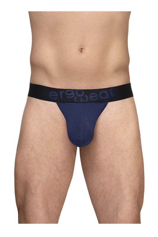 Navy blue ergonomic briefs with black waistband and dark gray ergo wear logo in ErgoWear EW1789 MAX FLOW G string