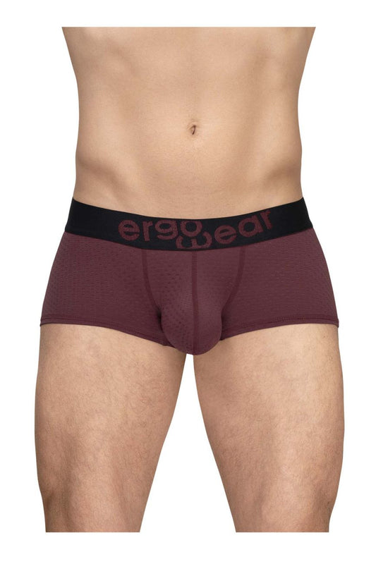 Maroon ergowear ew1795 max flow trunks with black waistband and dark red logo designed for ergonomic comfort