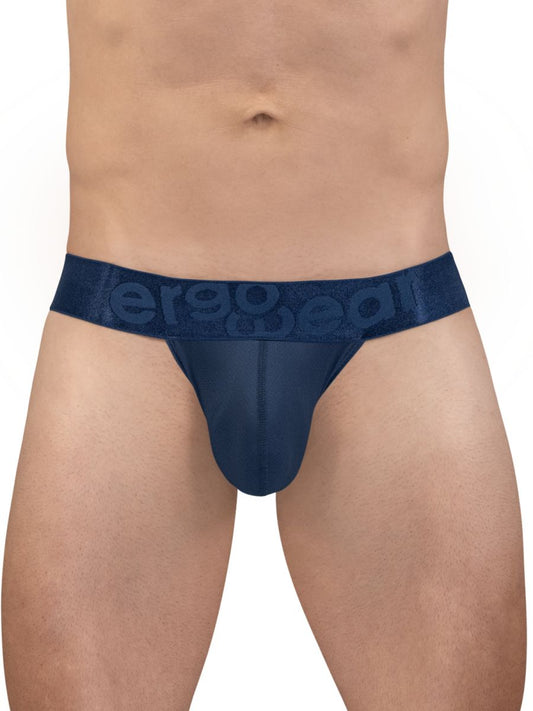 Navy blue ergonomic briefs with textured waistband featuring ergo wear logo in ergo wear ew1812 max bold se g-string