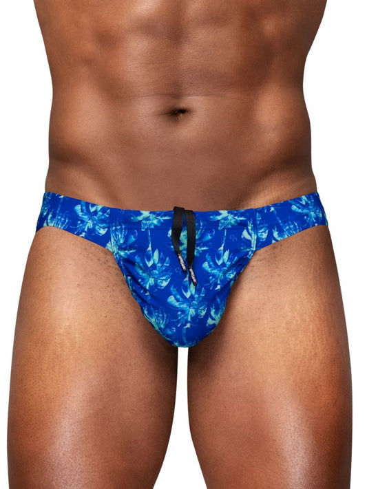 ErgoWear EW1826 feel SW swim bikini in royal blue with blue floral pattern and black drawstring for swim use