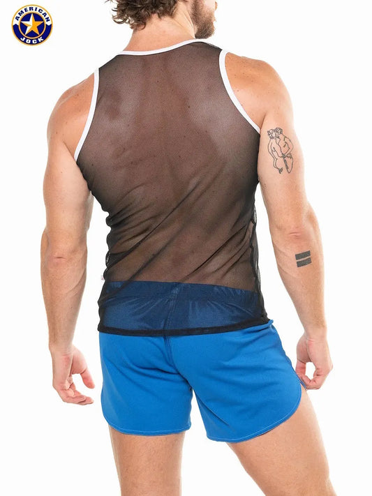 AMERICAN JOCK 8207 Men's Physique Mesh Tank Top - Black
