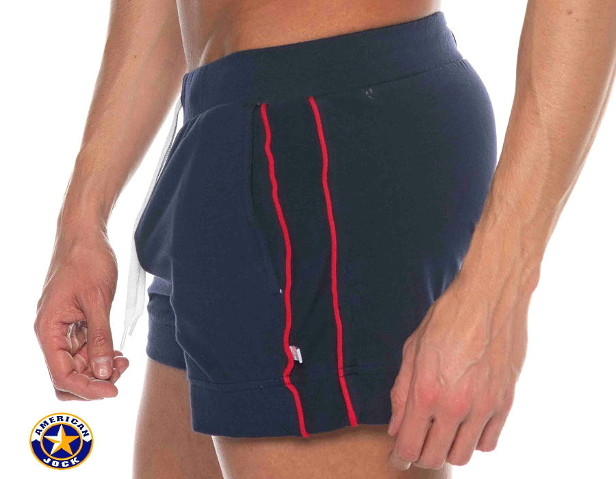AMERICAN JOCK 8212 Herren Phys Ed Volley-Shorts mit Taschen - Marineblau