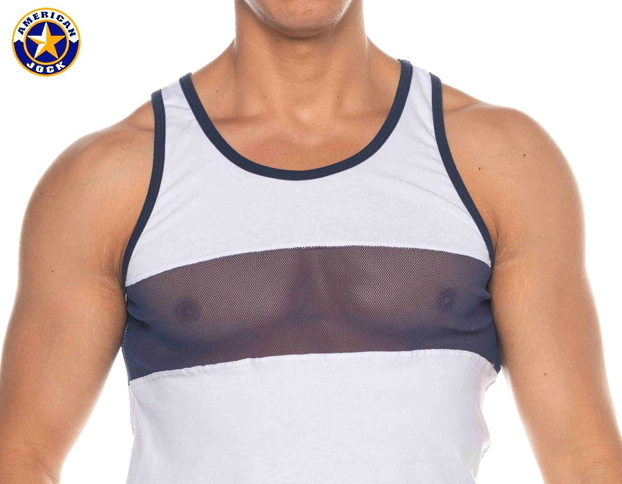 AMERICAN JOCK 8210 Herren Phys Ed Track Tanktop - Weiß